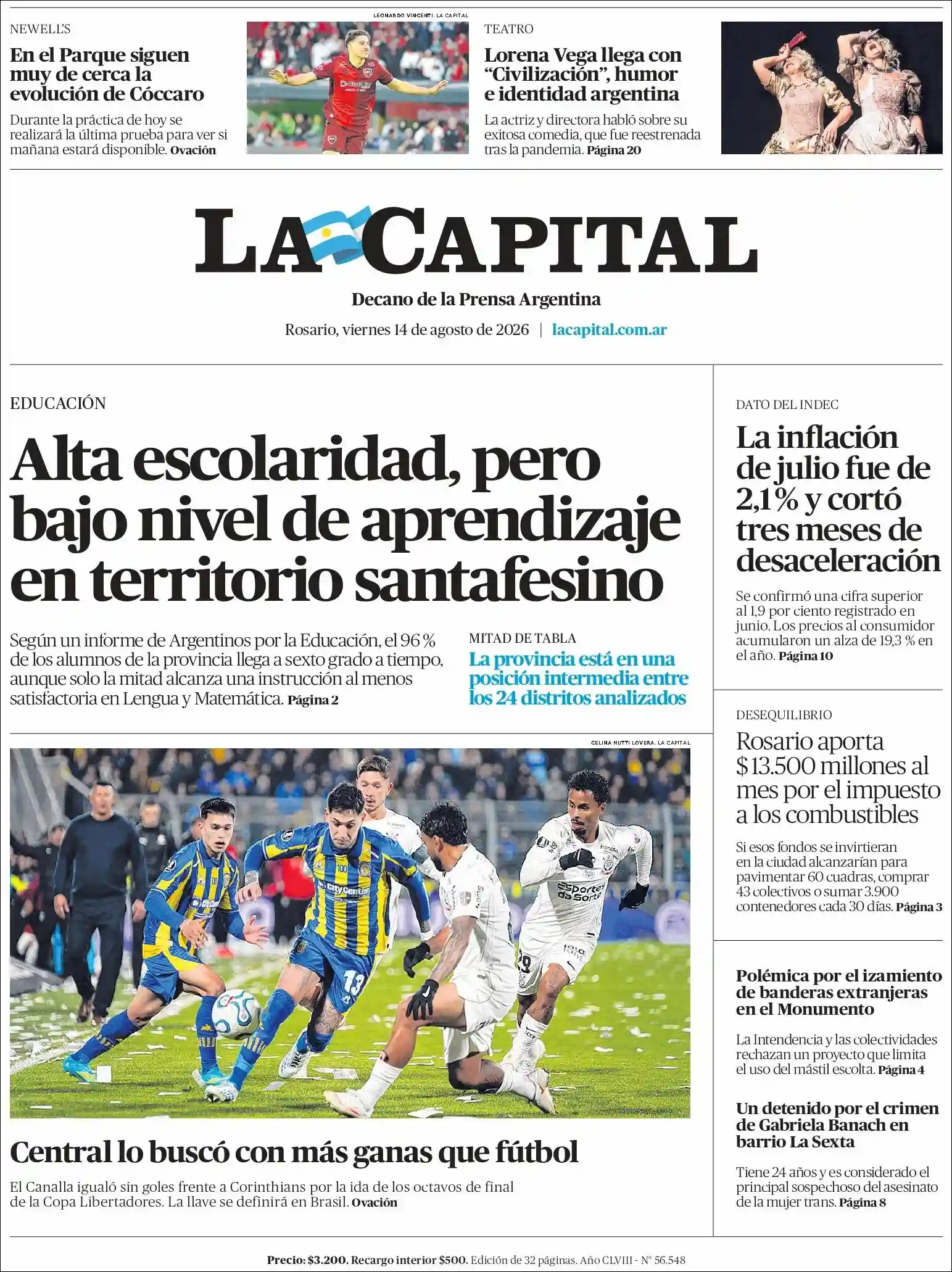 Estudios Max | FM ALGARROBO - Tapa del diario La Capital Rosario
