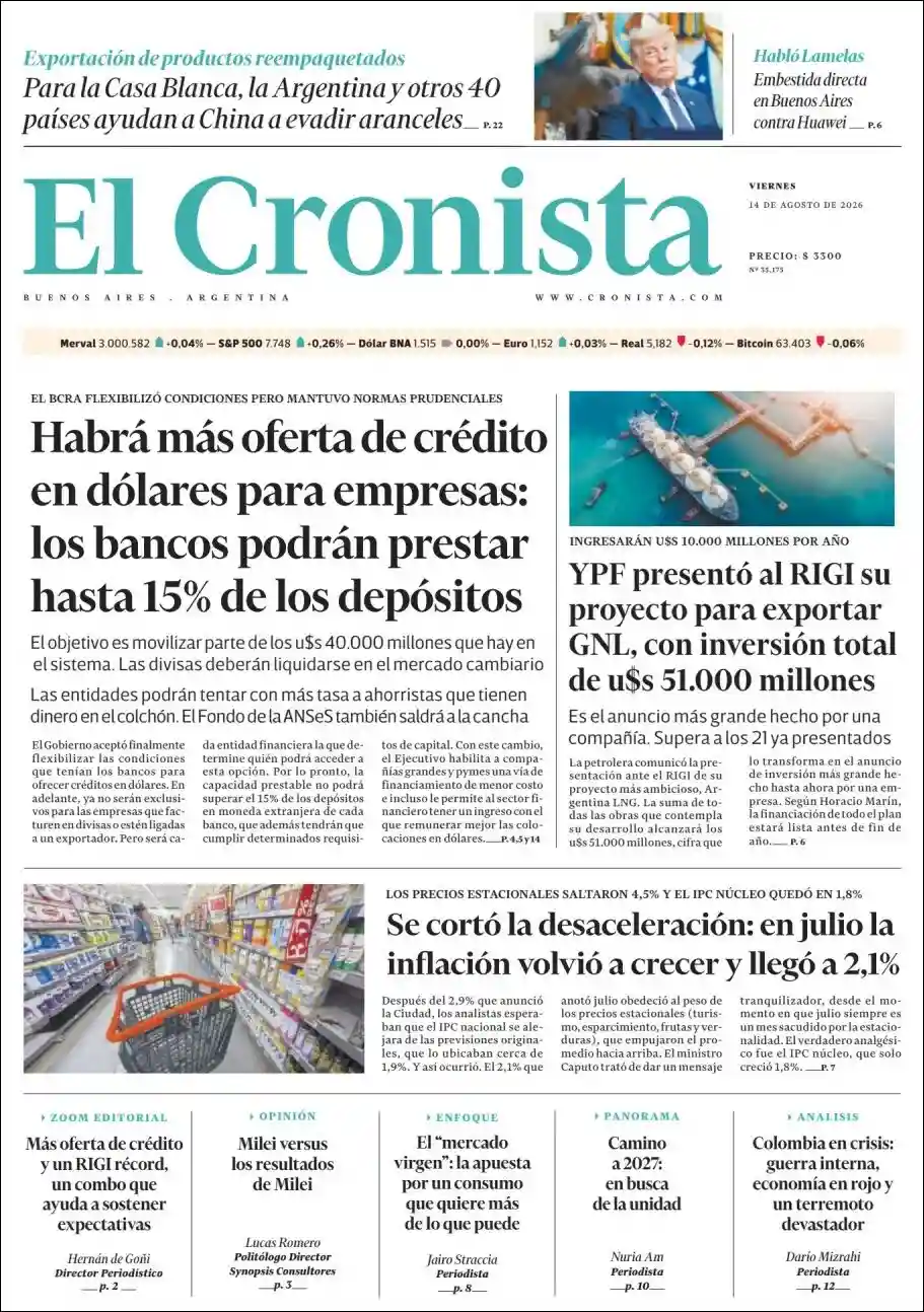Estudios Max | FM ALGARROBO - Tapa del diario Cronista