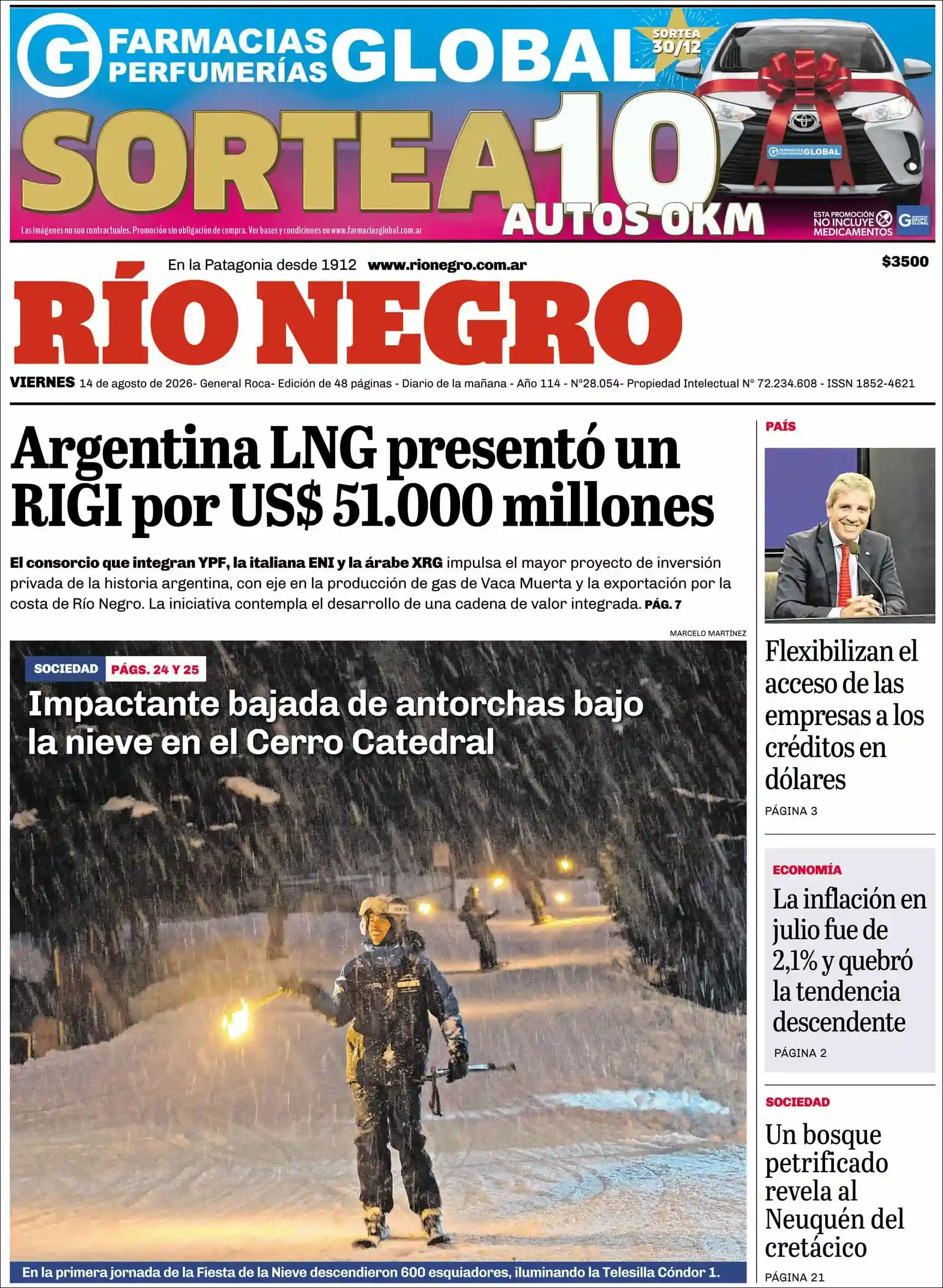 Estudios Max | FM ALGARROBO - Tapa del diario Rio Negro