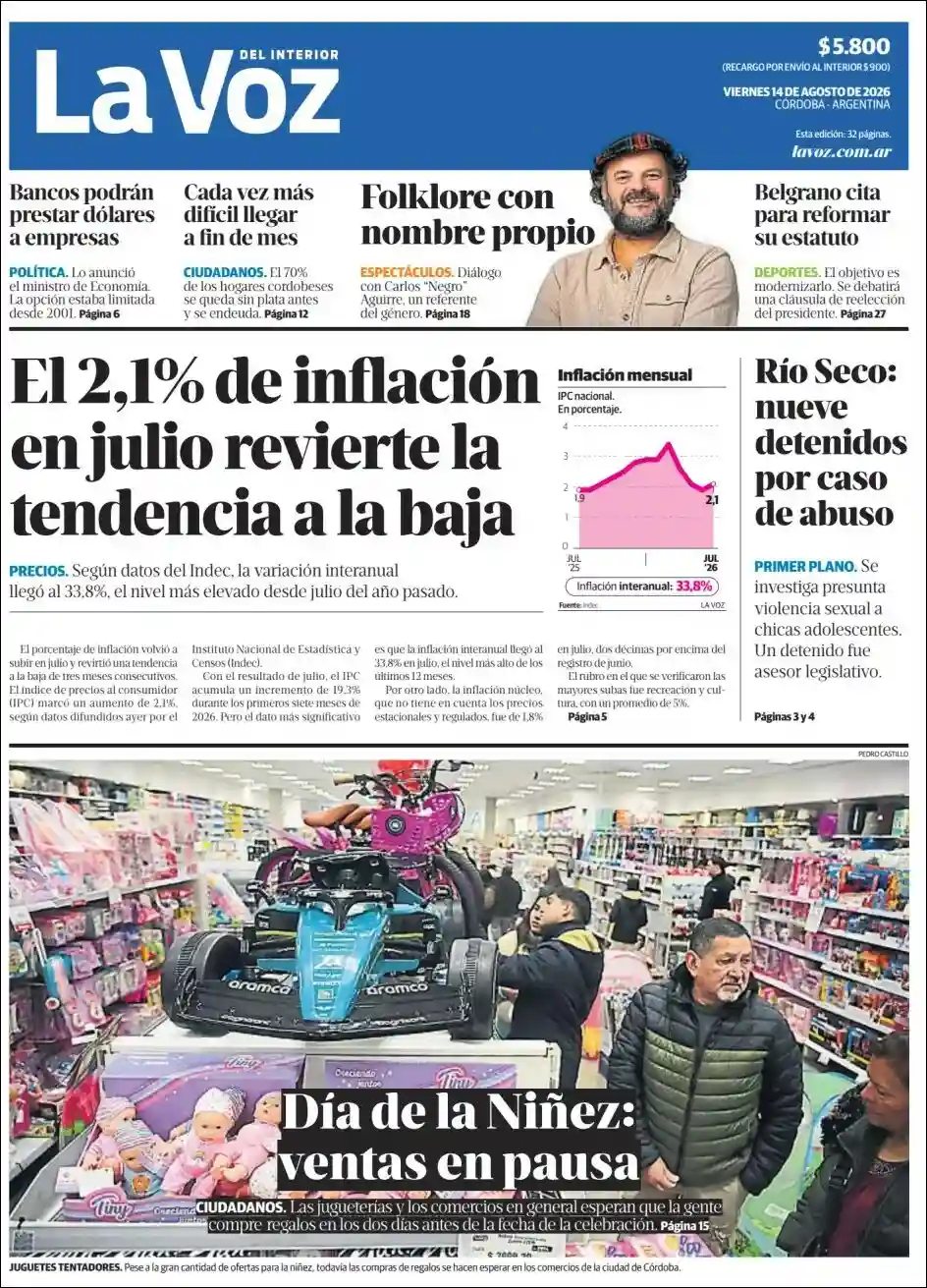 Estudios Max | FM ALGARROBO - Tapa del diario La Voz