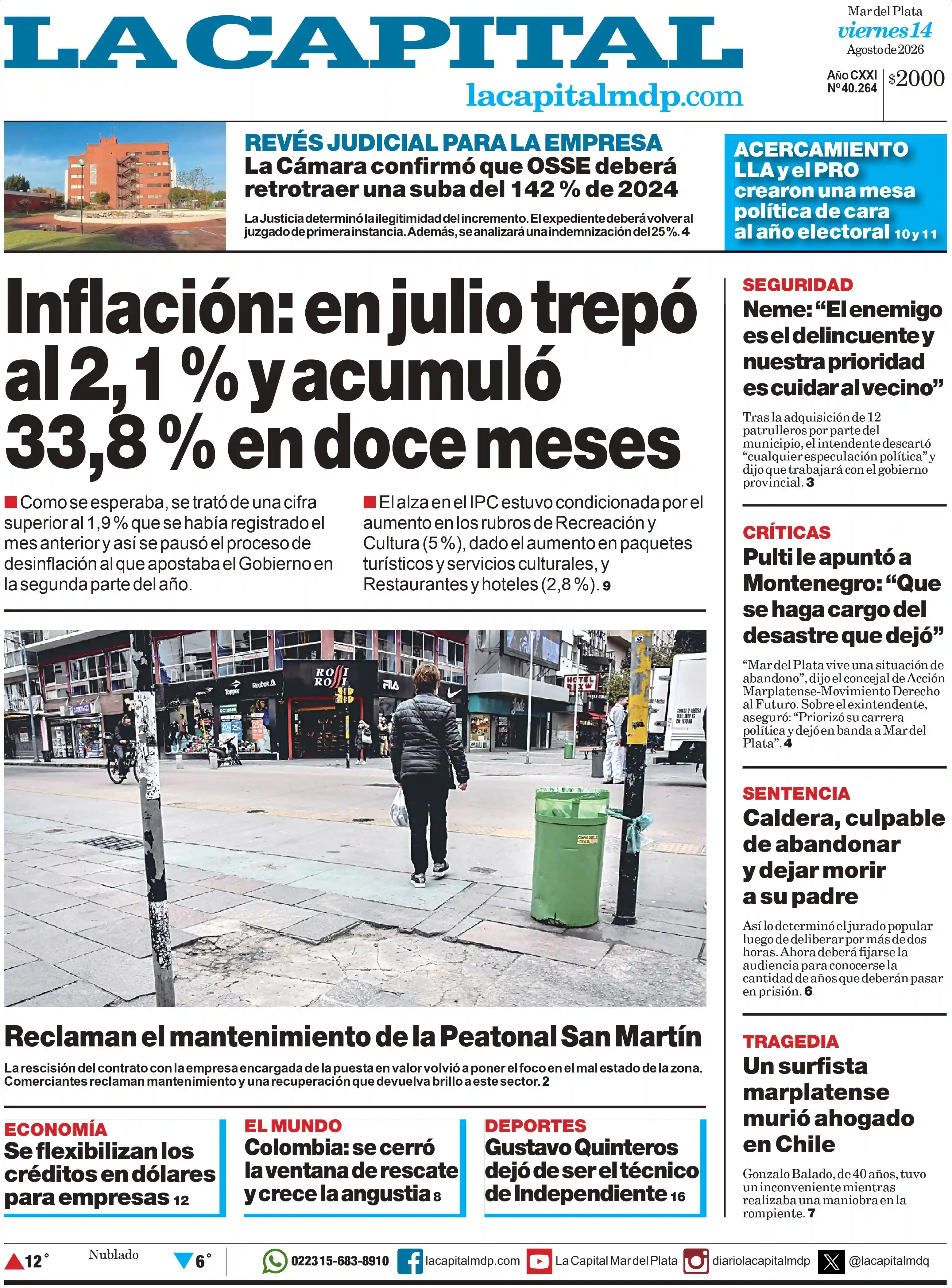 Estudios Max | FM ALGARROBO - Tapa del diario La Capital