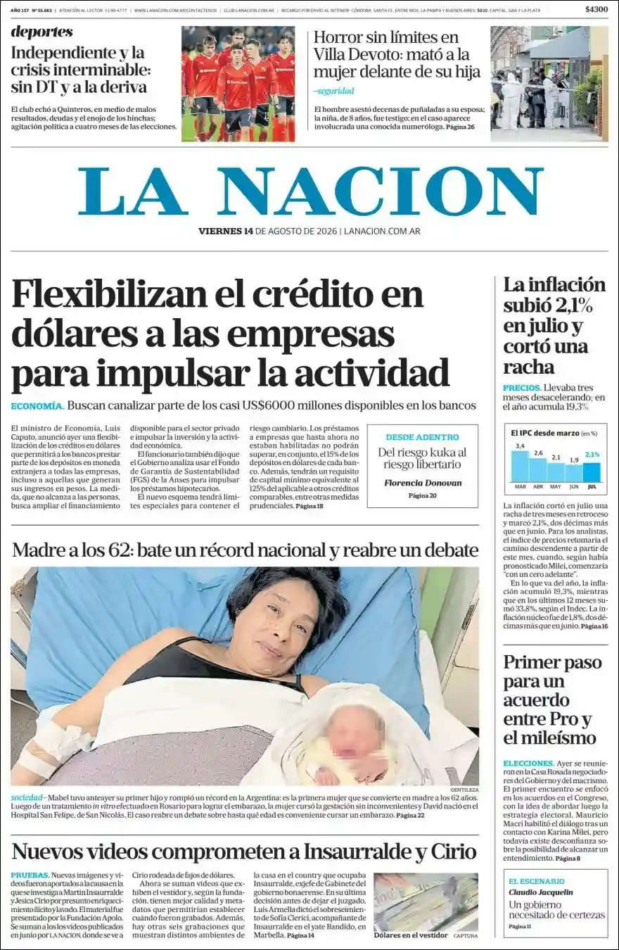 Estudios Max | FM ALGARROBO - Tapa del diario Nacion